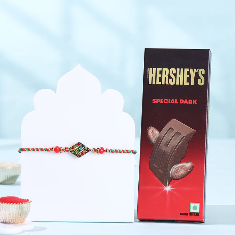 Morpankh Meenakari Rakhi With Dark Chocolate
