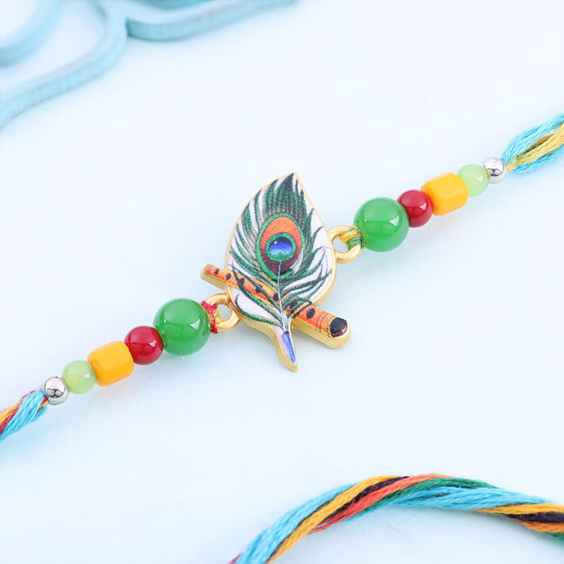 Morpankh Motif N Colourful Beads Rakhi