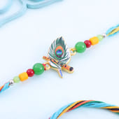 Morpankh Motif N Colourful Beads Rakhi