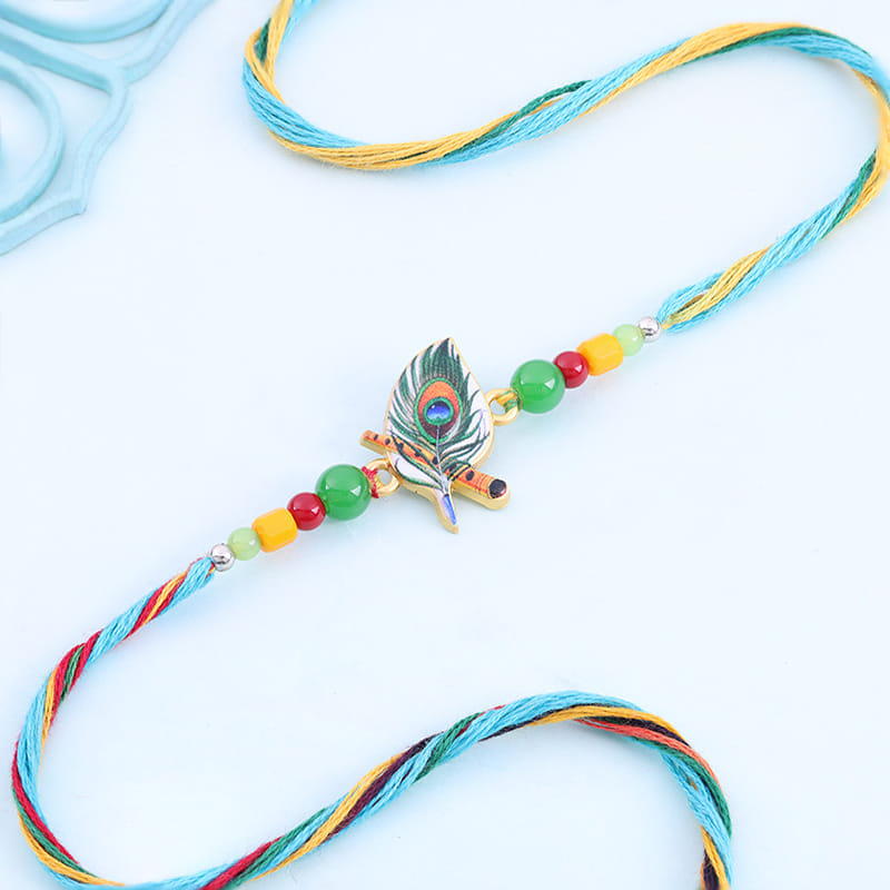 Morpankh Motif N Colourful Beads Rakhi