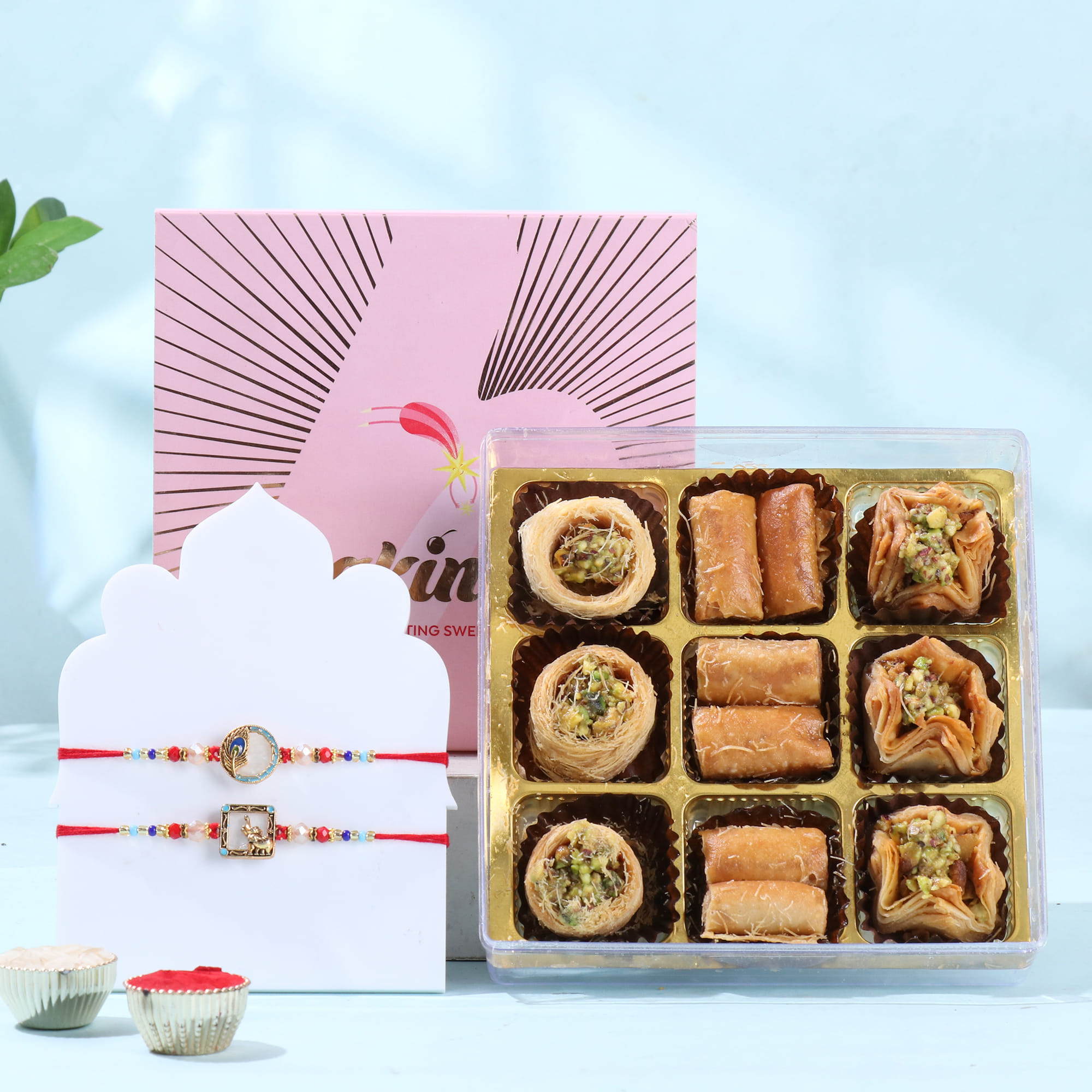 Morpankh N Elephant Rakhis With Baklawa Treats