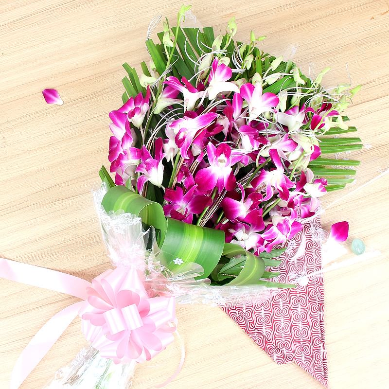 Bunch of 6 Purple Orchids - A gift of Fatherhood Bestowal