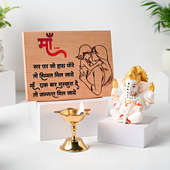 Mothers Day Plaque With Ganesha Idol N Brass Diya Combo
