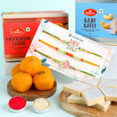 Set of 3 Designer Rakhi with Motichoor Laddoo (Rakhi with Sweets)