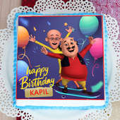Front View of Motu Patlu Birthday Poster Cake