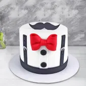Bow Tie N Moustache Red Velvet Cake