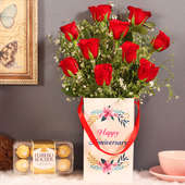 Anniversary Roses Box With Chocolates