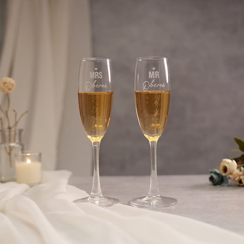 Mrs N Mr Personalised Champagne Glasses