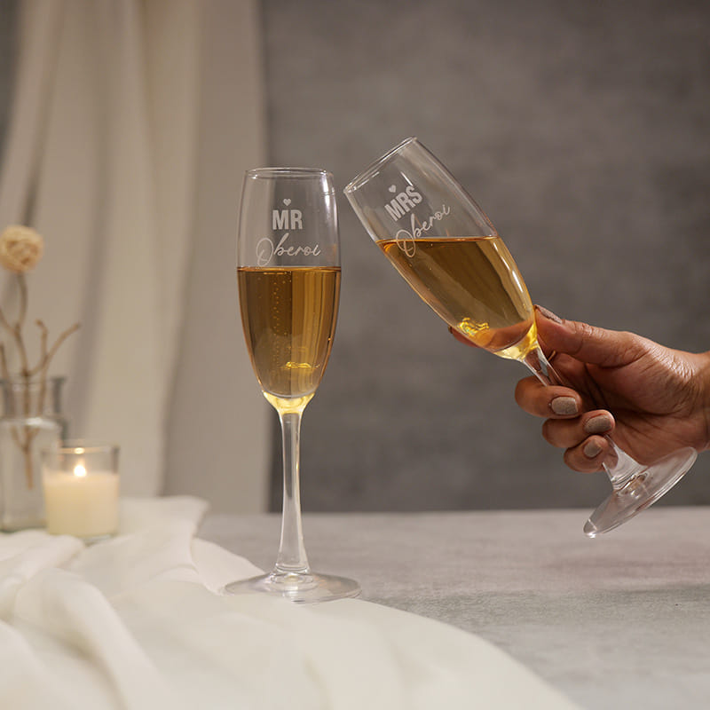 Mrs N Mr Personalised Champagne Glasses