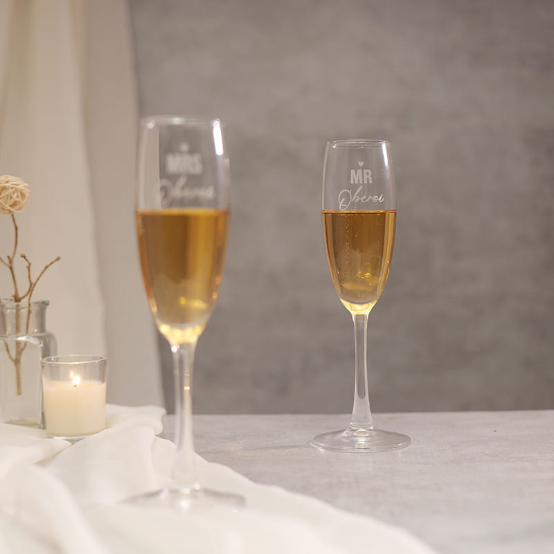Mrs N Mr Personalised Champagne Glasses