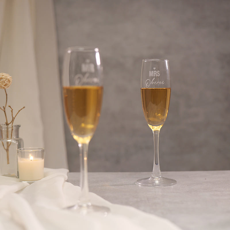Mrs N Mr Personalised Champagne Glasses