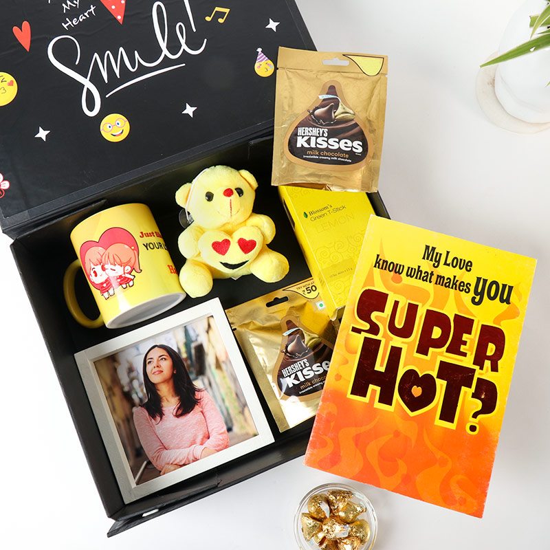 Mug Card N Teddy With Frame Choco Tea In Box Personalise Gift for Valentine