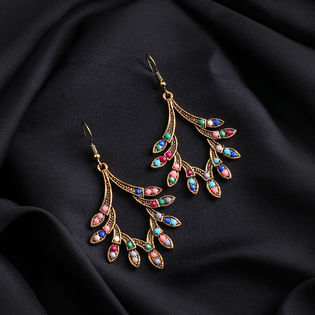 Multi Stone Antique Dangling Earrings for Female