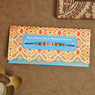 Multicolour Beads Rakhi Card