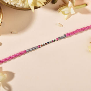 Multicolour Gemstones 925 Sterling Silver Rakhi