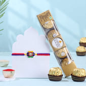 Multicoloured Floral Rakhi With Ferrero Rocher