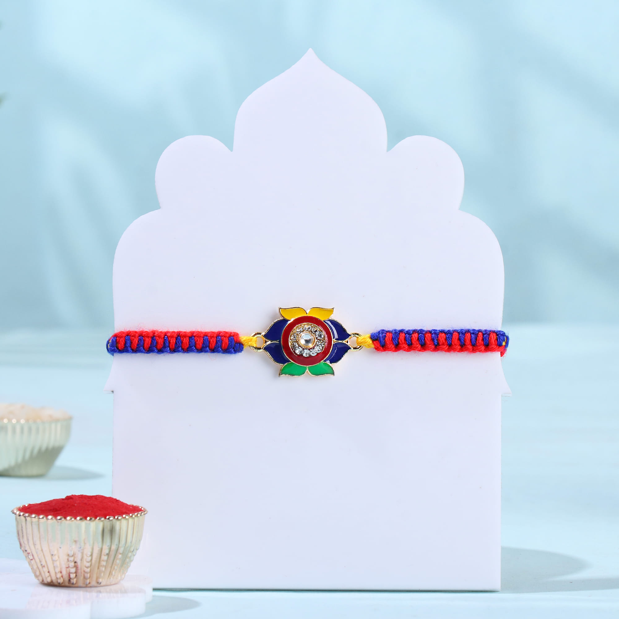 Multicoloured Floral Rakhi With Ferrero Rocher