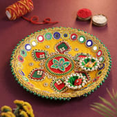 Multicoloured Thread Work Puja Thali