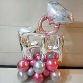 Mushy Balloon Bouquet: Pink And Silver Bouquet Bouquet