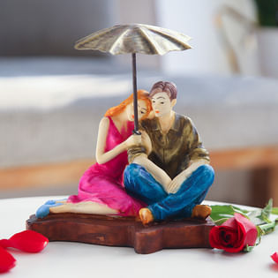 Mushy Umbrella Couple Showpieces for Valentine Day