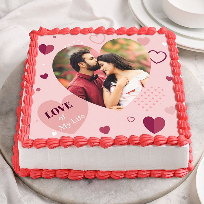 Front view of Love Photo Cake