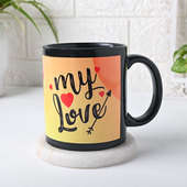 One Printed Black Ceramic Mug For Valentine