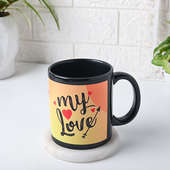 One Printed Black Ceramic Mug For Valentine