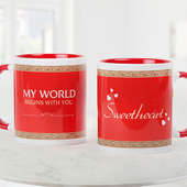 My World Begins With You Sweetheart red Mug