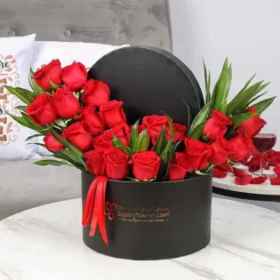 Crimson Roses In Luxe Box