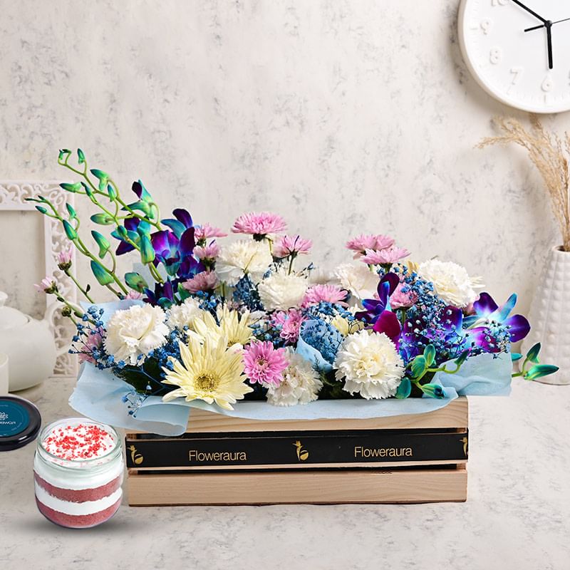 Mystical Velvety Floral Basket