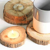 Narural Wood Candle Coaster Set