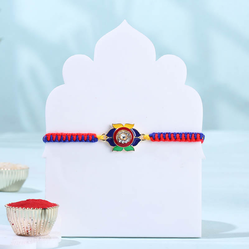 Navrang Floral Rakhi With Dodha Burfi