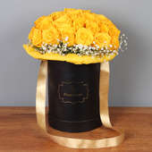 Nazneen Padmini - 35 Yellow Roses in FlowerAura Black Box