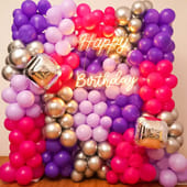 Neon Glow Birthday Balloon Wall Decor