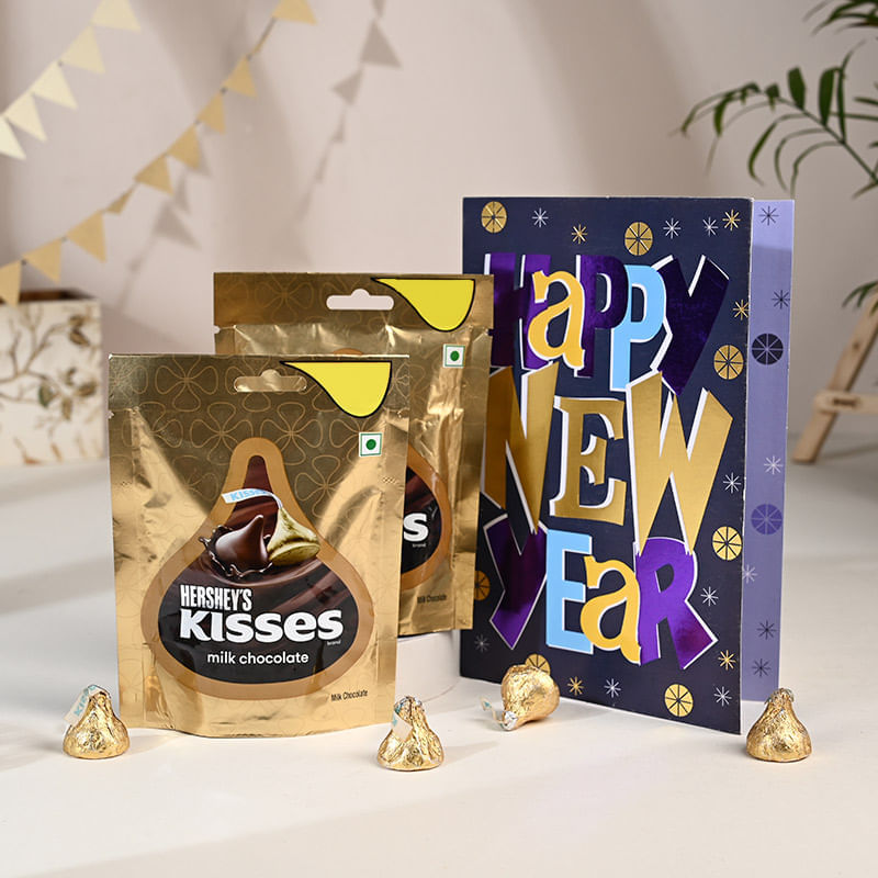 New Year Card And Chocolate Combo