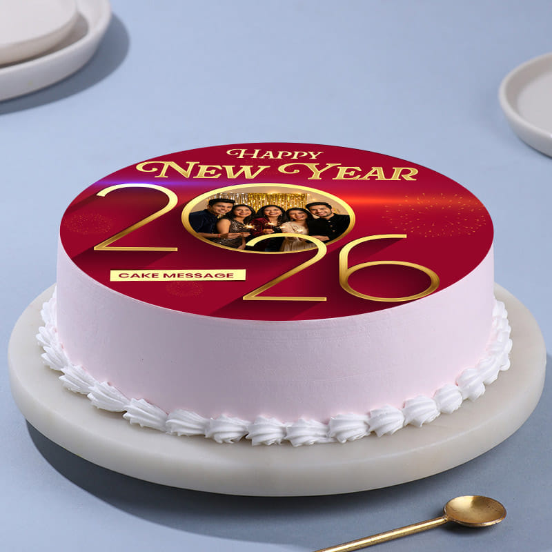 New Year Celebration Photo Cake