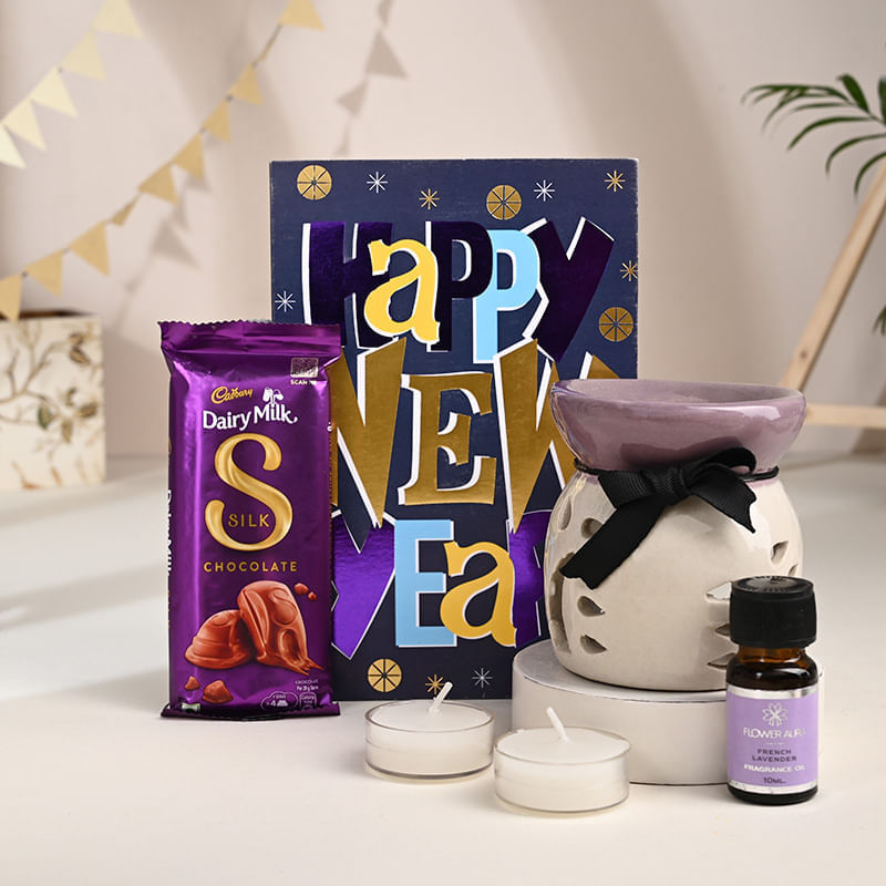 Greeting Card with Gift Hamper for New Year