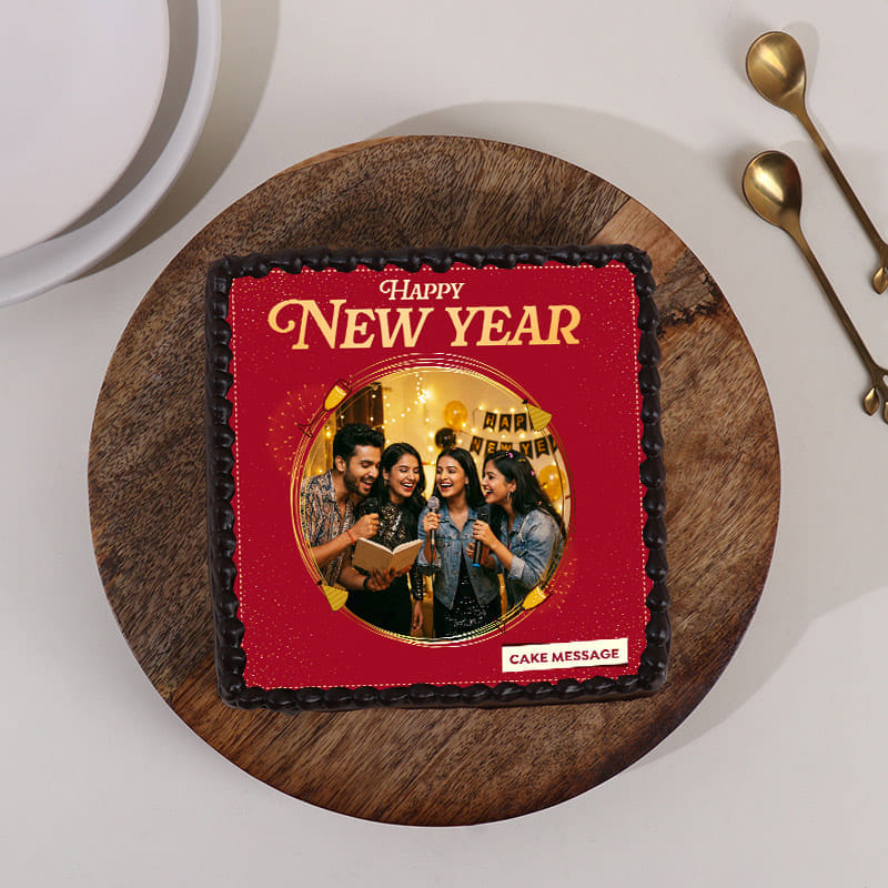 New Year Choco Photo Cake