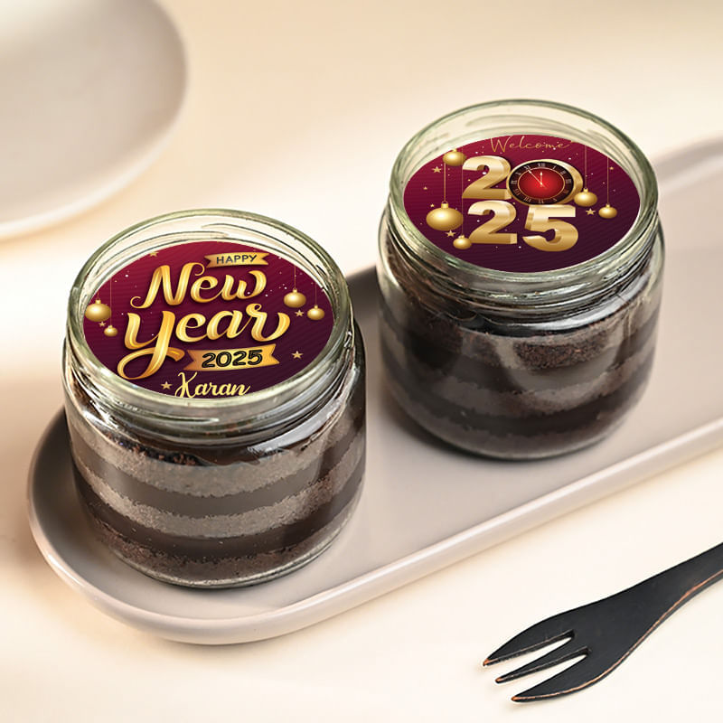 New Year Festive Choco Jar Cakes