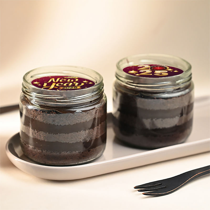 New Year Festive Choco Jar Cakes