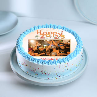 New Year Festive Photo Theme Cake