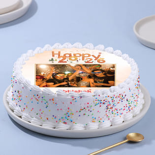 New Year Festive Photo Cake