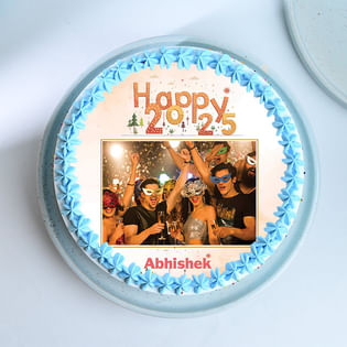 New Year Festive Photo Theme Cake