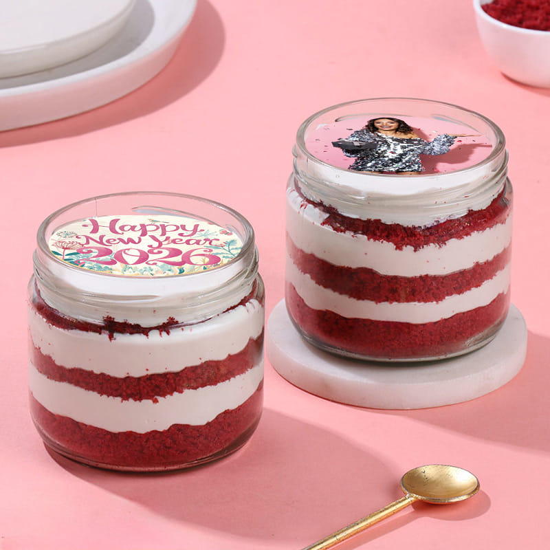 New Year Joy Red Velvet Jar Cake Duo