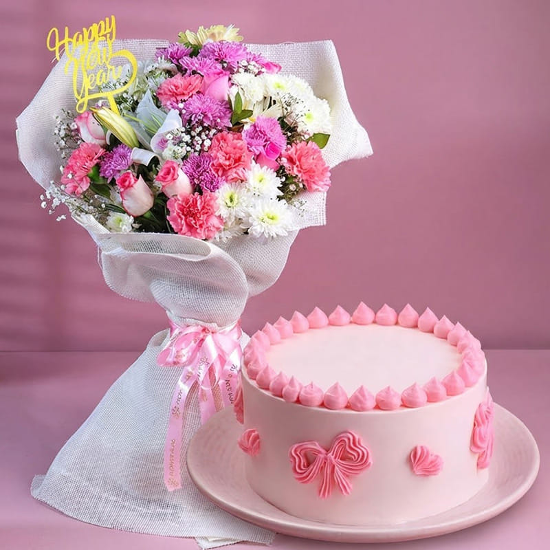 Sweet New Year Blooms & Cake Bundle