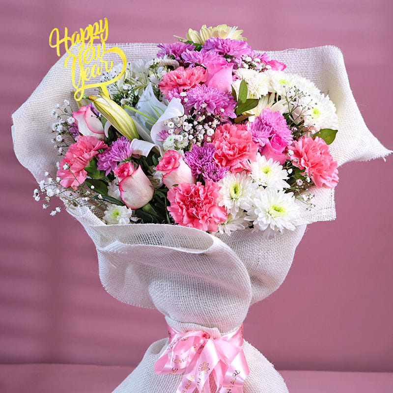 New Year Pastel Celebration Flower Bouquet