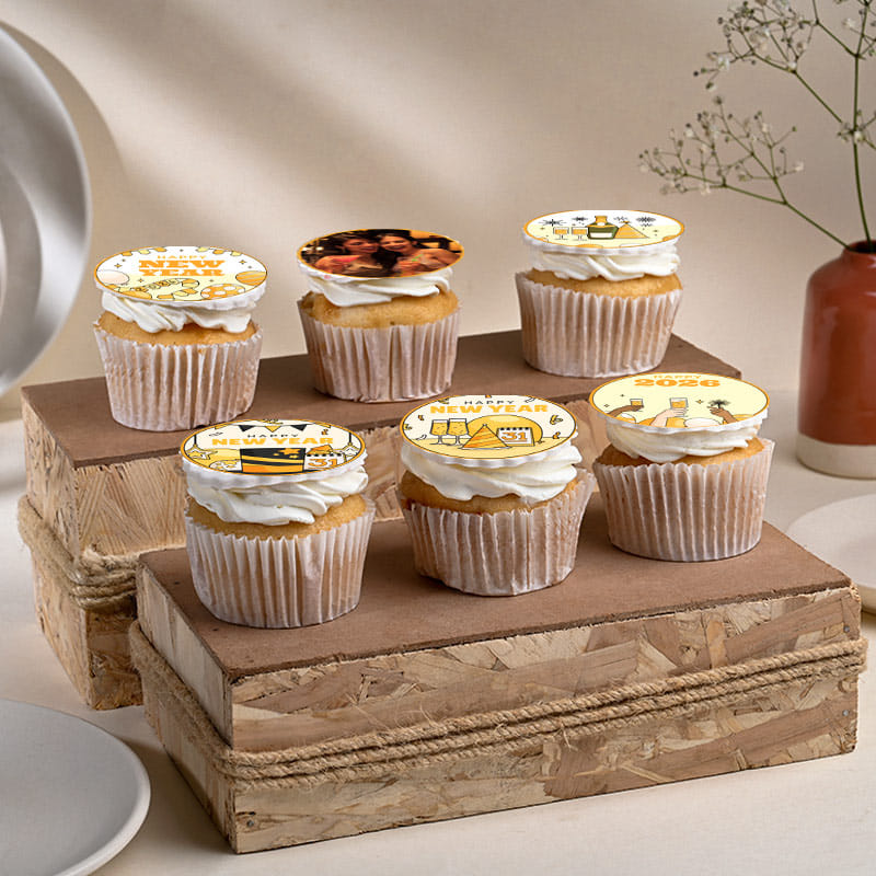 New Year Photo Cupcake Set Of Six