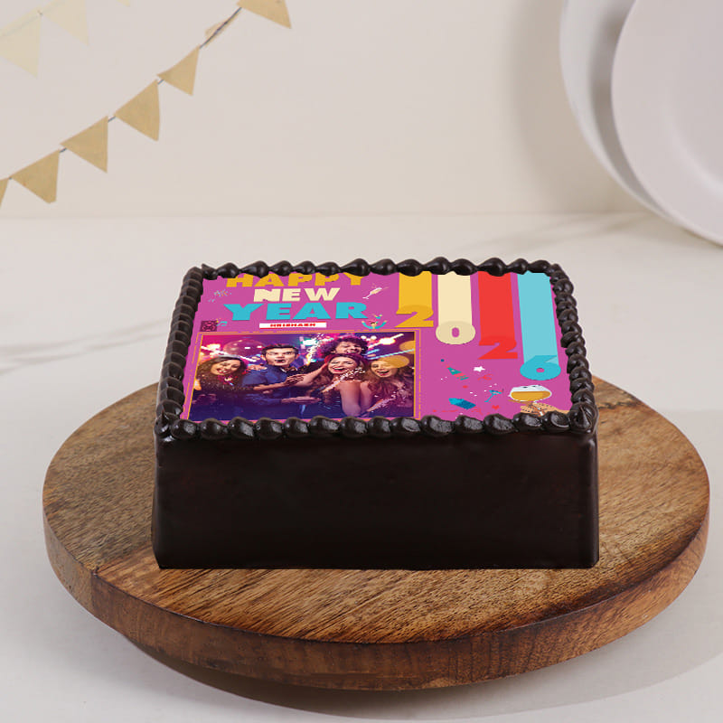 New Year Photo Custom Cake