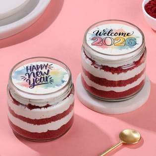 New Year Red Velvet Jar Cake Duo