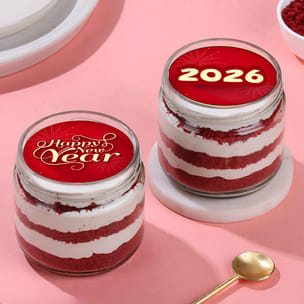 New Year Red Velvet Jar Cake Duo